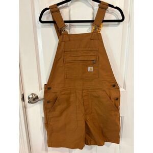 Woman's Carhartt Size Small 4-6 Brown Relaxed Fit Short Overalls BS5268-W New